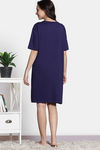 Zivame 2 Mile Fashion Knit Cotton Oversized Knee Length Loungewear Dress - Medieval Blue — thumbnail 4